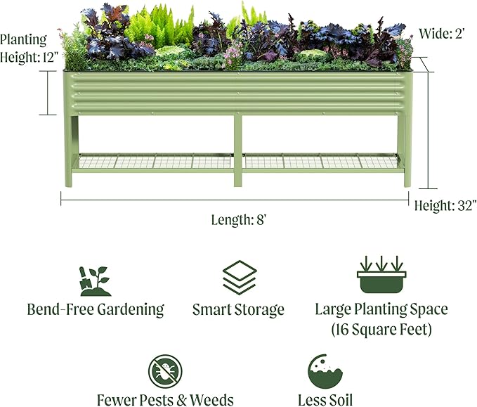 Elevated Raised Garden Bed-V Series, 1400 Lbs Weight Capacity, Outdoor Planter - Image 2
