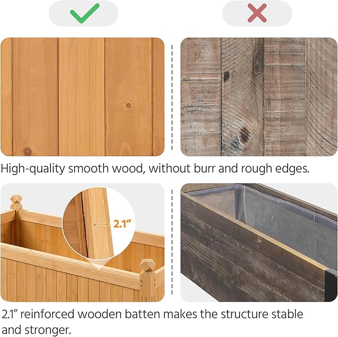 Yaheetech 46″ L × 23.5″ W × 16″ H Wooden Raised Garden Bed, Horticulture Wood - Image 7