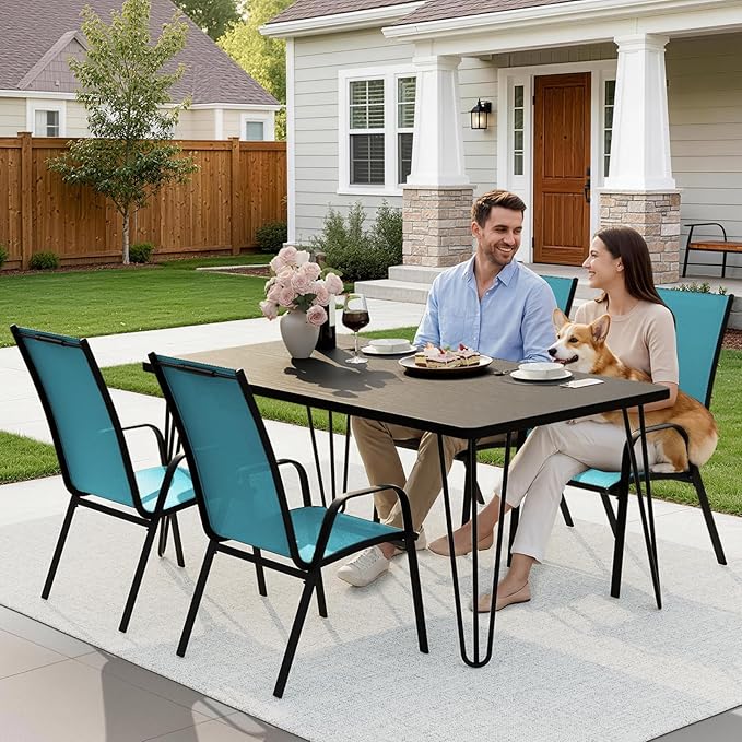 JEAREY Patio Dining Chairs Set of 4, Outdoor Stackable Dining Furniture Set - Image 6