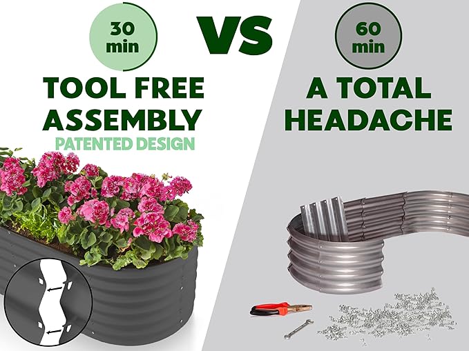 9-in-1 Galvanized Steel Raised Garden Bed // 8×2×1.5 ft Modular Planter - Image 6