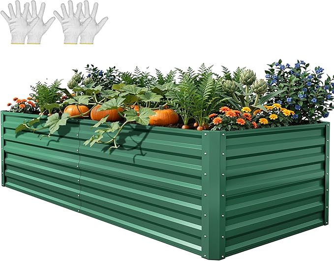 YITAHOME 6x3x2ft Large Raised Garden Bed Kit, Galvanized Metal Planter Box by YITAHOME