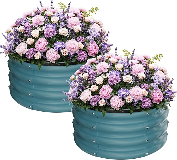 ZXZYHFTY Round Galvanized Raised Garden Bed kit, Round Large Metal Raised by ZXZYHFTY