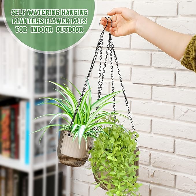 Maxcheck 4 Pcs Self Watering Hanging Planters Indoor Gift 6.5'' 4.5'' Hanging - Image 3