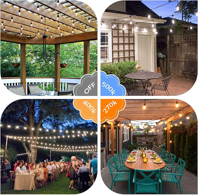 Lakumu 2-Pack 3 Color Dimmable LED Outdoor String Lights - Image 7