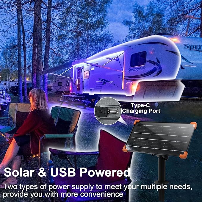 DBFAIRY 50Ft Solar LED Strip Lights Outdoor, Large Capacity Solar Powered - Image 6