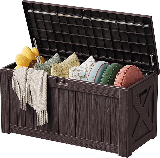 Devoko 125 Gallon Outdoor Storage Box, Waterproof Resin Deck Box by DEVOKO