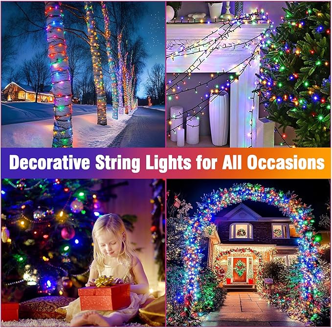 Nisocy 200 LED 4 Color Christmas String Lights, 8 Modes Plug in Christmas Tree - Image 4