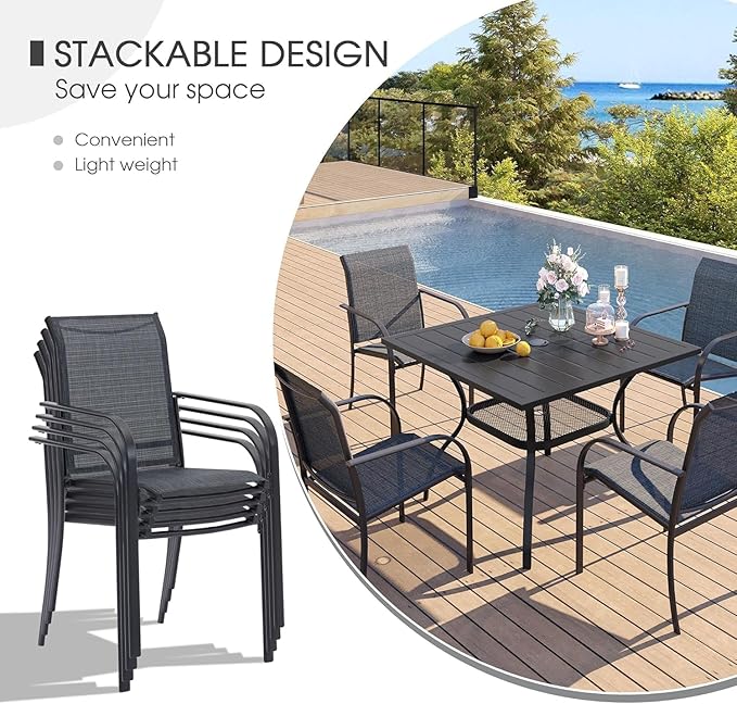 VICLLAX Patio Dining Set for 6, Outdoor Furniture Set Includes 47.2" Round - Image 2