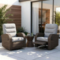 Outdoor Swivel Recliner Chair Set of 2, All-Weather Wicker Reclining Patio Chair by Vakollia