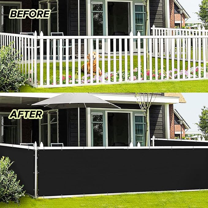 LOVE STORY 2.5' x 10' Black Balcony Screen Privacy Fence Cover UV Protection - Image 3