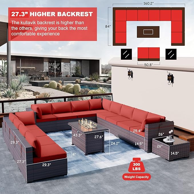 Kullavik 15 Pieces Outdoor Patio Furniture Set - Image 5