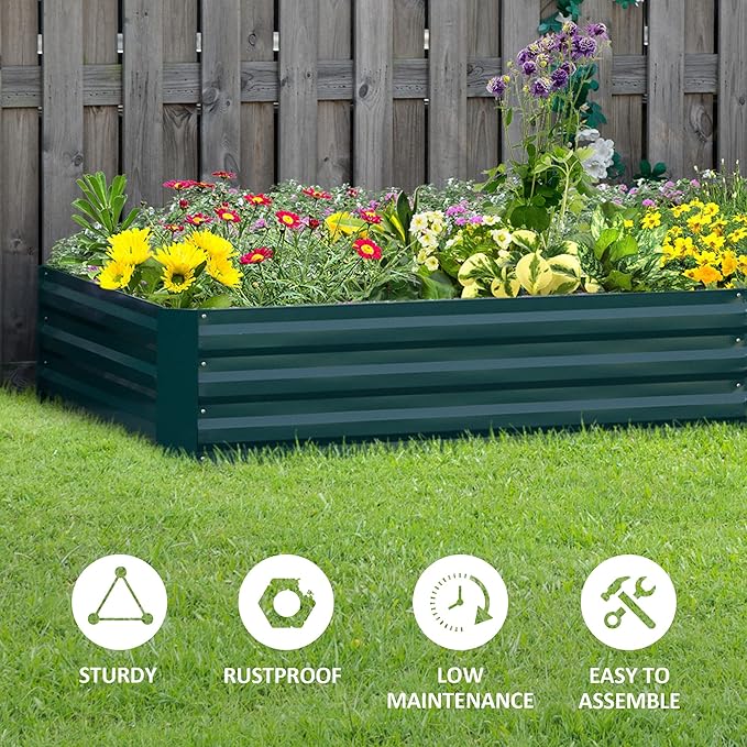 Outsunny Galvanized Raised Garden Bed, - Image 5