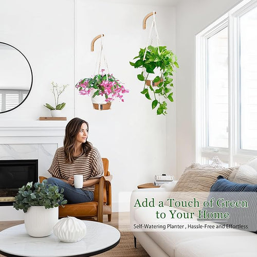 10 Inch Hanging Planters for Indoor Plants, 2 Pack Self Watering Hanging - Image 2