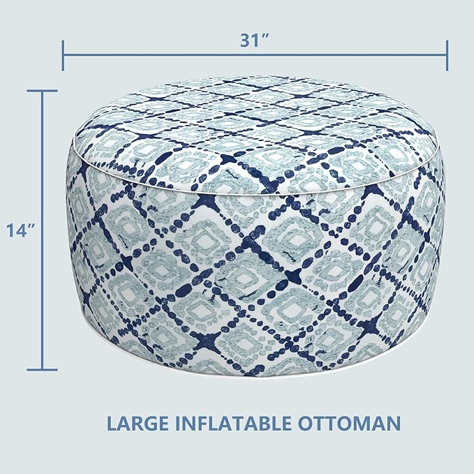 LVTXIII Outdoor Inflatable Ottoman, Fade-Resistant Round Footrest Stool D31”x - Image 3