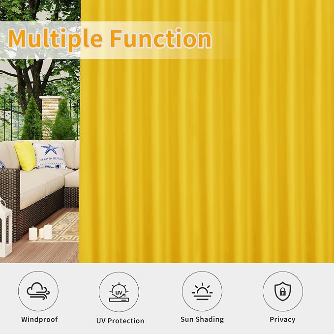 Easy-Going Outdoor Patio Curtains Detachable Tab Top Windproof Weatherproof - Image 5