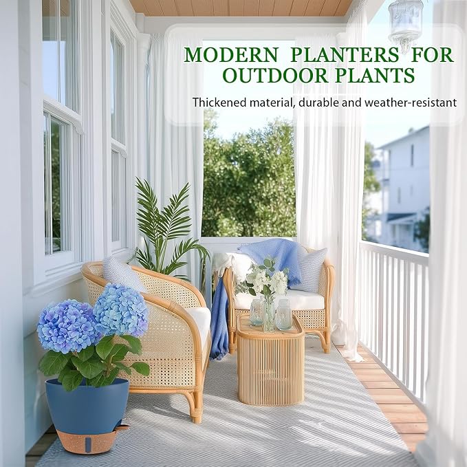 2 Pack 10 inch Plant Pots, Plastic Self Watering Planters - Image 6