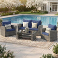 Wisteria Lane 4 Piece Patio Furniture Set, Wicker Outdoor Patio Conversation by WisteriaLane