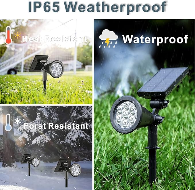 Solar Landscape Spotlights Outdoor, Bright 7-LED Spot Lights, Dusk-to-Dawn - Image 5