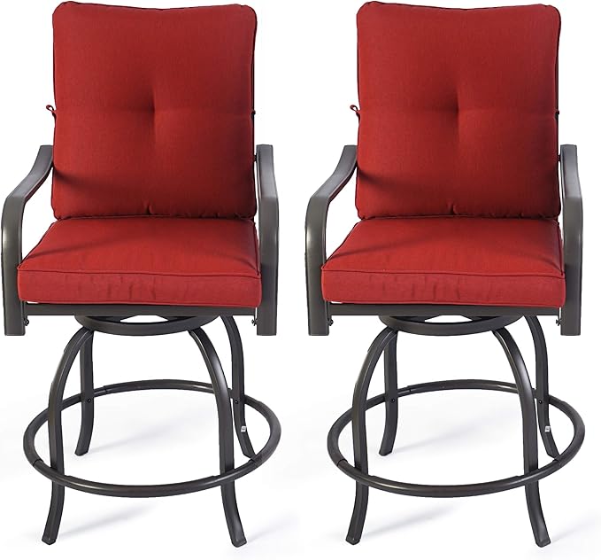 Kozyard Isabella Outdoor Swivel Bar Chairs, Counter Height Patio Bar Stools Set by Kozyard
