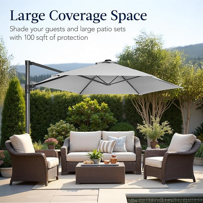 Best Choice Products 10ft Offset Cantilever Hanging Market Patio Umbrella - Image 4