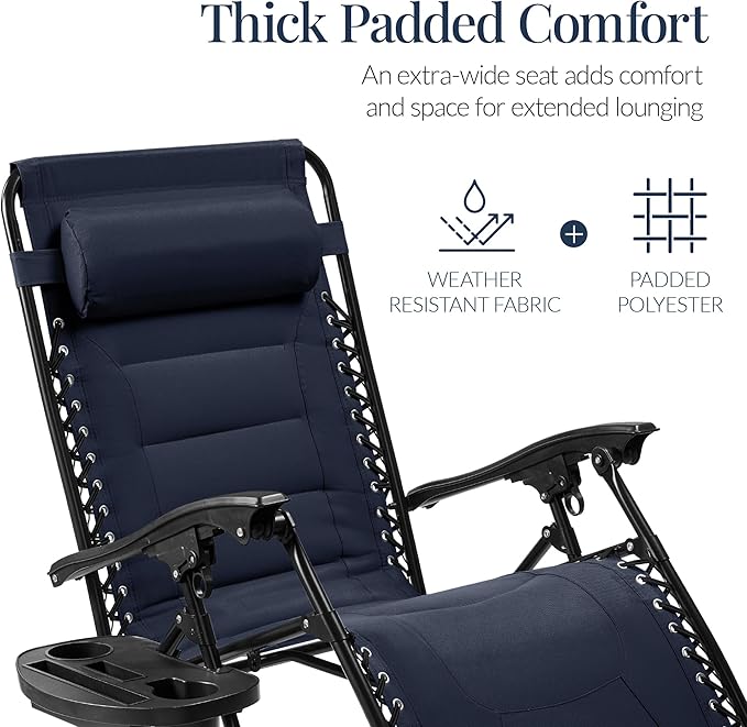Best Choice Products Oversized Padded Zero Gravity Chair, Folding Outdoor Patio - Image 4