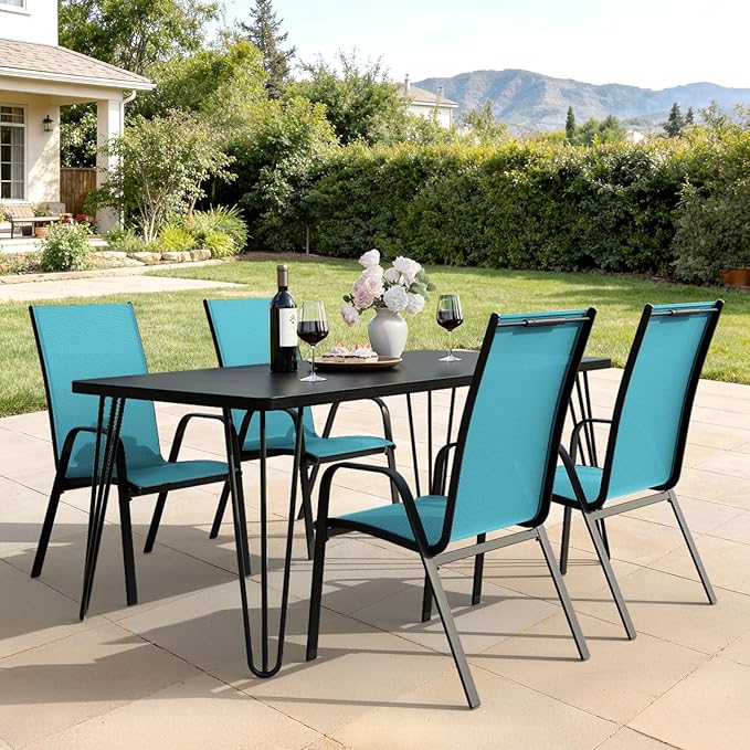 JEAREY Patio Dining Chairs Set of 4, Outdoor Stackable Dining Furniture Set - Image 8