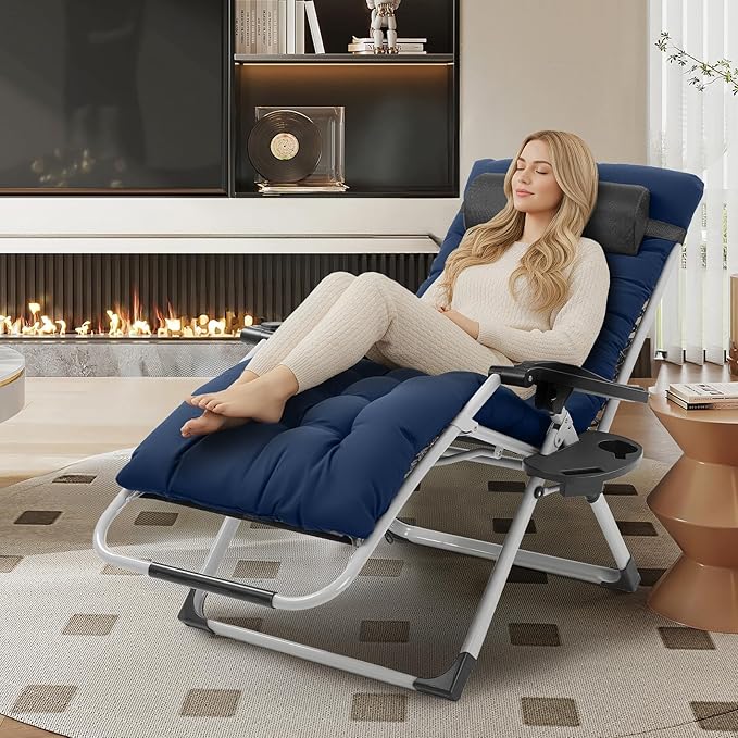 VINGLI 29" Padded Zero Gravity Chair, Lounge Chair - Image 2