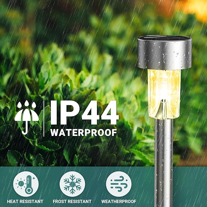GIGALUMI Solar Lights Outdoor Waterproof, 12 Pack, Stainless Steel LED Solar - Image 4
