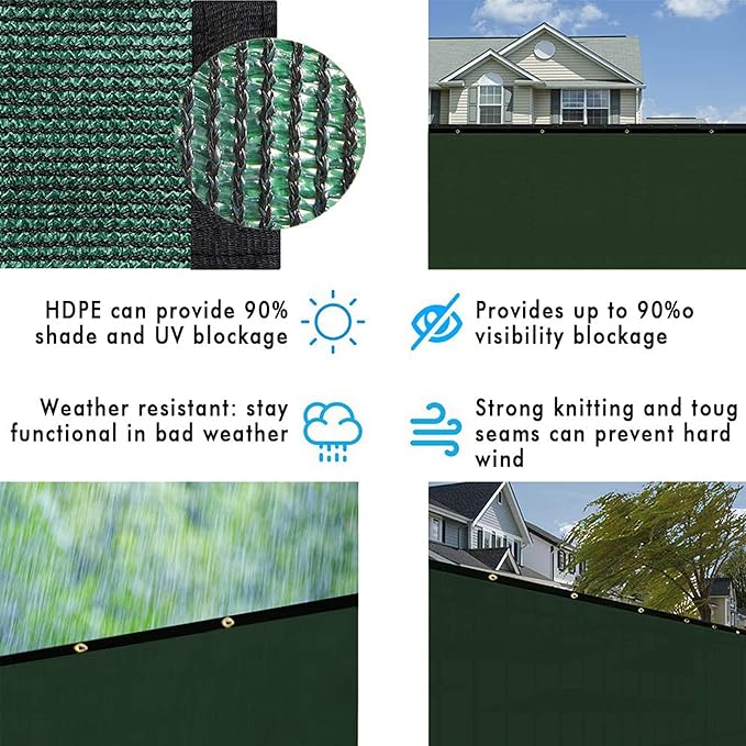 UPGRADE Privacy Fence Screen 8'x21' Dark Green Outdoor 90% Visibility Blockage - Image 6