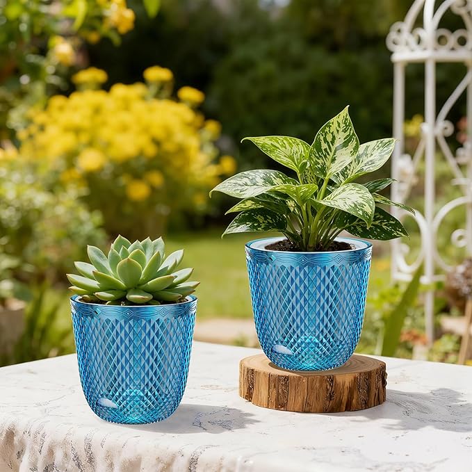 QCQHDU 2 Pack Self Watering Pots, 7.2 Inch Flower Pots - Image 4