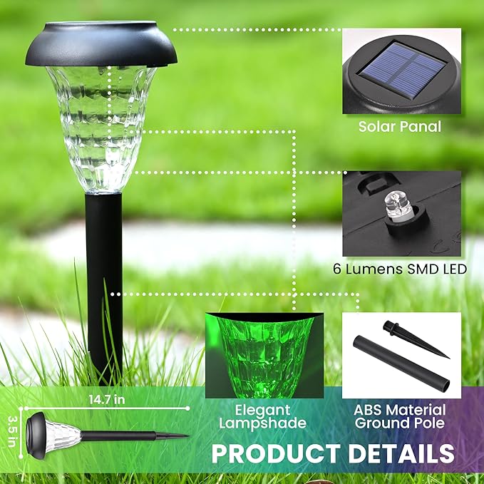 Solar Pathway Lights Outdoor Waterproof 16 Pack Color Changing Garden Light - Image 6