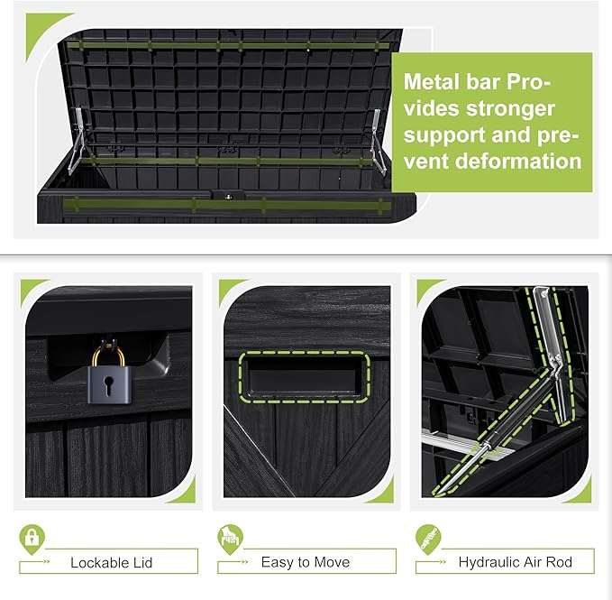 Greesum 120 Gallon Deck Box, Resin Outdoor Storage Container - Image 5