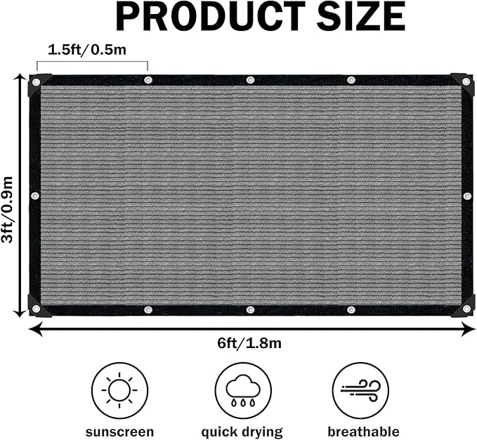 Sun Shade Cloth with Grommets, 90% UV Protection Shade Fabric, Pergola Shade - Image 2