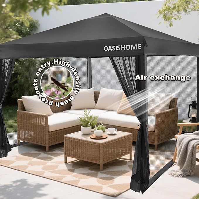 OASISHOME 10'x10' Pop-Up Gazebo Canopy Tent - Image 6