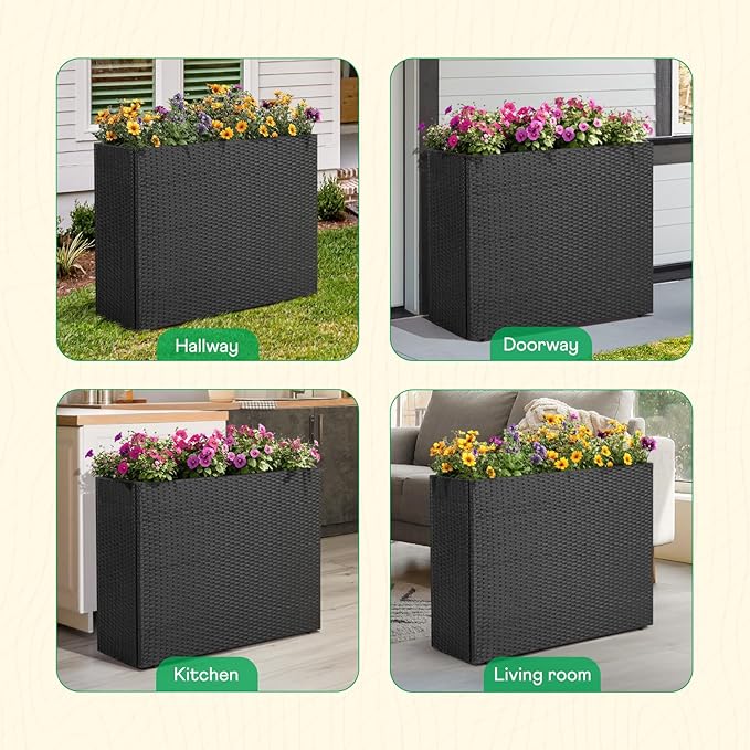 IDZO All Weather Wicker Planter Raised Garden Bed, 24 in Tall Round Rattan - Image 6