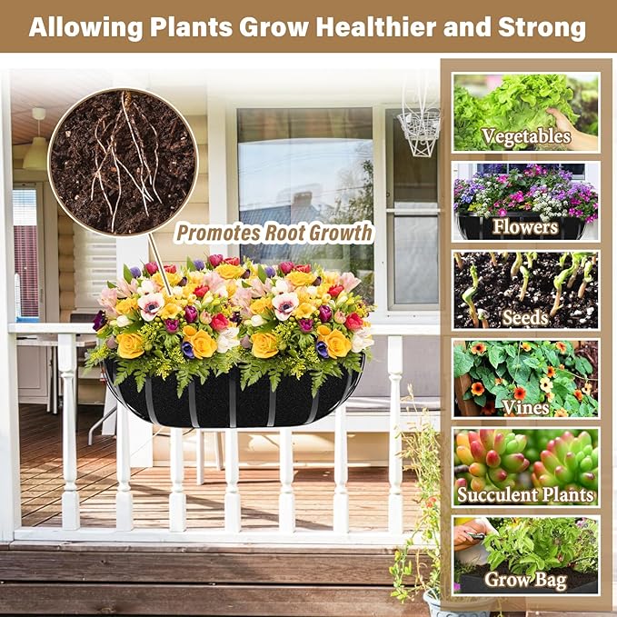 Riare 4 Pack 30 Inch Black Felt Window Box Liners- Fabric Trough Planter Basket - Image 6