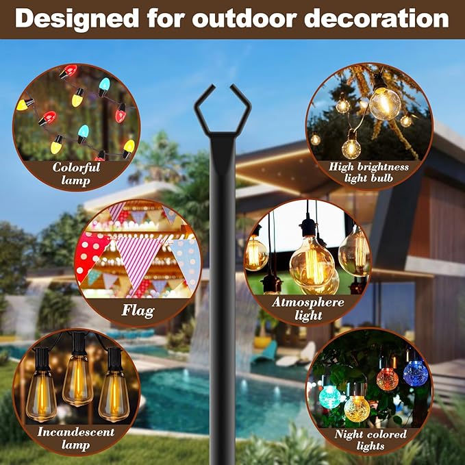 10Ft String Light Poles 4 Pack, Light Poles - Image 3