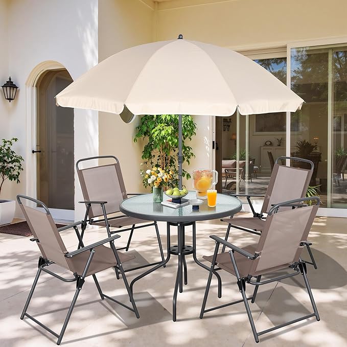 Vongrasig 6 Pieces Folding Patio Dining Set, All Weather Small Metal Outdoor by Vongrasig
