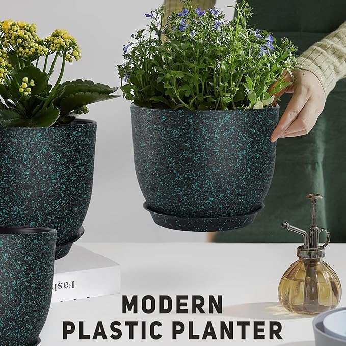Plant Pots 10/9/8/7.5/7 inch Set of 5, Flower Pots - Image 6