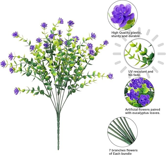 HyeFlora 20 Bundles Artificial Fake Outdoor Plants Flowers - Image 4