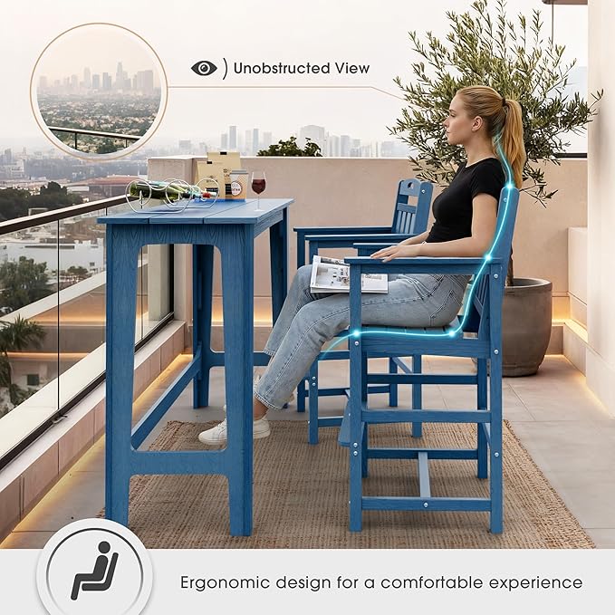 Ciokea Heavy Duty Bar Height Chair, 380lbs Outdoor Adirondack Tall Bar Chair - Image 5