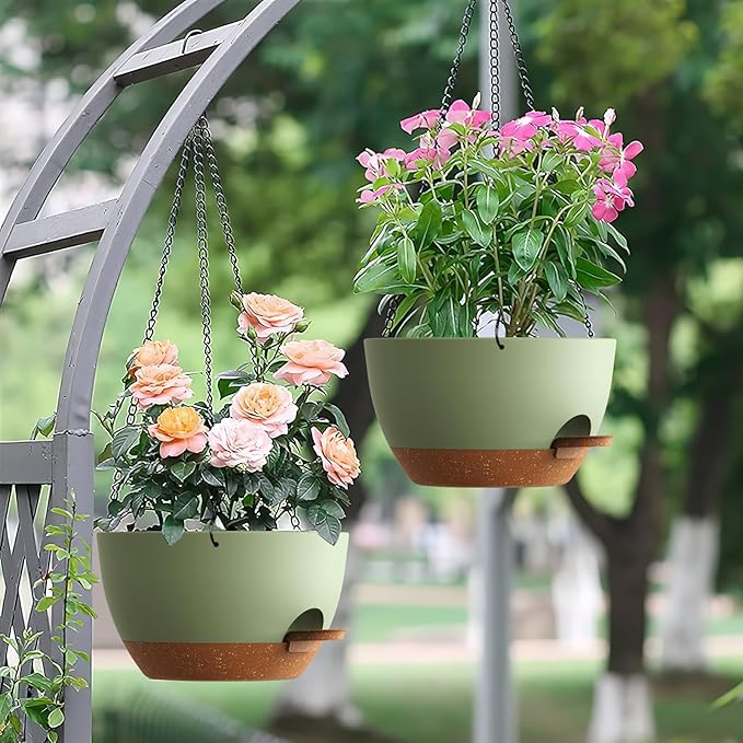 Set of 3-10 Inch Self Watering Hanging Planters - Image 7
