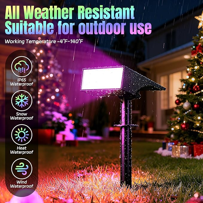Solar Spot Lights Outdoor Color Changing, Christmas Landscape Spotlights - Image 6