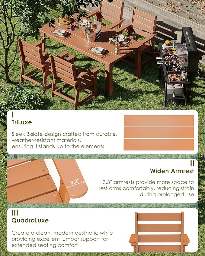 GREENVINES 7-Piece Outdoor Dining Set | HDPE | Patio Table and Chairs Sets - Image 6