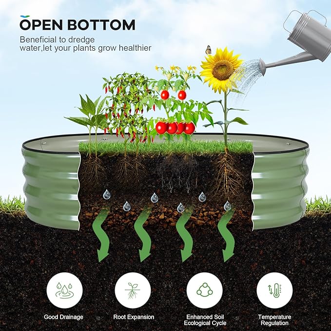 Galvanized Raised Garden Bed Outdoor, Rust-Resistant Garden Planter Box - Image 7