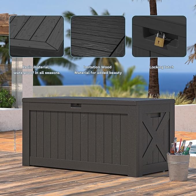 Patiowell 120 Gallon Large Deck Box, Outdoor Lockable Storage Box - Image 5