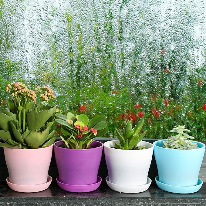 TDHDIKE 10 Pcs Plastic Planters Indoor Flower Plant Pots, Mini Flower Seedlings - Image 5