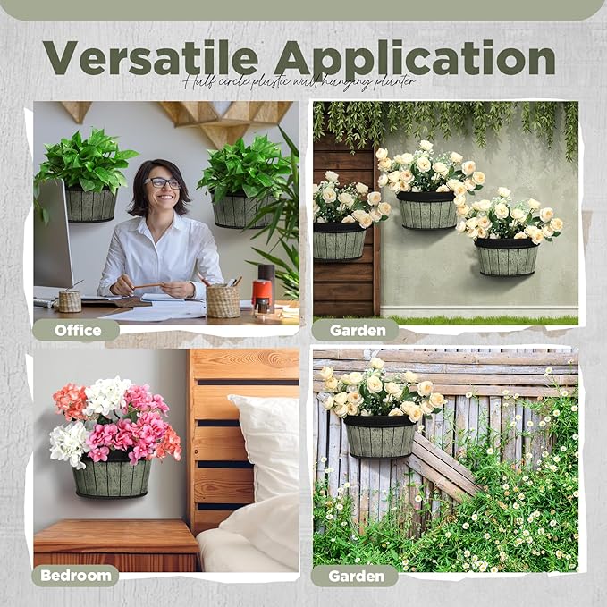 Layhit 6 Pcs Wall Hanging Planters Outdoor Pot Planter Wine Barrel Planter - Image 5