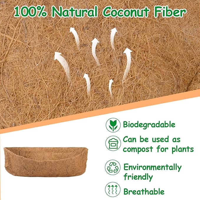 4 Pack Coco Liners for Window Planter Box - 24in 100% Natural Coconut Coir - Image 4