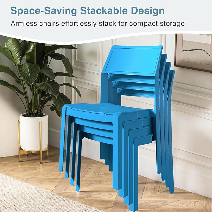 VECELO 4 Pack Stackable Dining Chairs, Plastic Patio Chairs - Image 4